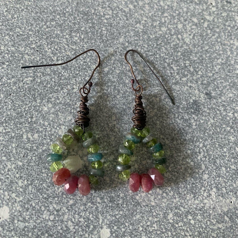 Round Beaded Dangle Earrings